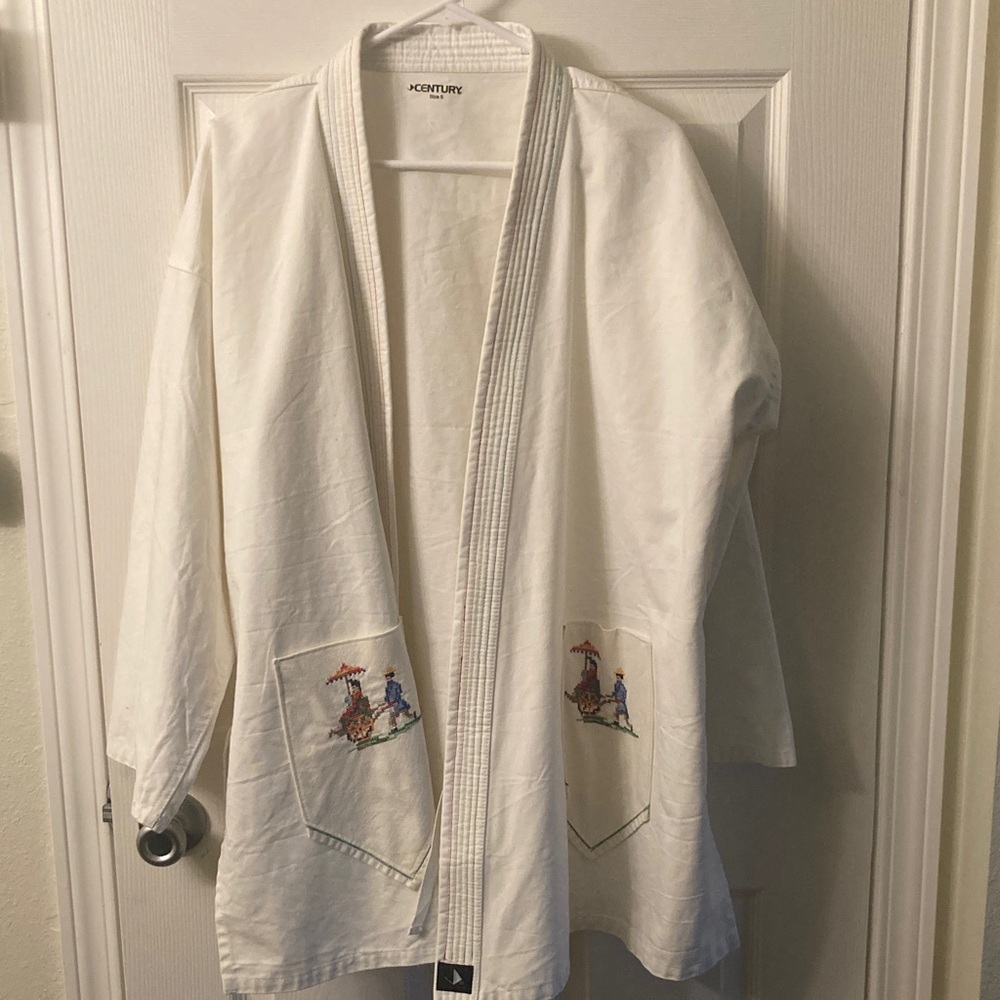 Martial Arts kimono with Embroidered with vintage cross stitch